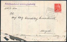1944 Kétnyelvű Tértivevény 5f Bérmentesítéssel és Kétnyelvű "ALSÓHUNKÓC" Postaügynökségi Bélyegzéssel Ungvárra - Other & Unclassified
