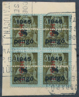 1946 Betűs 8P/20f Négyestömb érdekes Elfogazással Kivágáson - Other & Unclassified