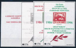 ** 1996/13-14 + A13 + A14 IV. 10 éves A MABÉOSZ Szlovák és Cseh Szekciója Emlékív Pár, Páronként Azonos Sorszámmal (28.0 - Altri & Non Classificati