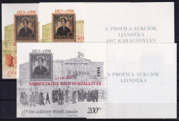 ** 1998/3b "150 év" Nemzetközi Bélyegkiállítás 5 Db-os Emlékív Garnitúra Azonos Sorszámmal, Piros Felülnyomással (65.000 - Otros & Sin Clasificación