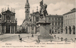 TORINO - PIAZZA S. CARLO MONUMENTO A EMANUELE FILIBERTO - F.P. - Orte & Plätze