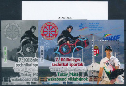 ** 2023 7. Különleges Technikai Sportok Vízisí- Wakeboard 3 Db-os Emlékív Garnitúra Azonos No. 00030, Közte Feketenyomat - Other & Unclassified