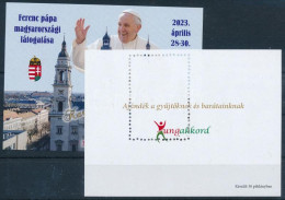 ** 2023 Ferenc Pápa Magyarországi Látogatása Fogazott és Vágott Ajándék Emlékívek "Karácsony 2023" Felülnyomattal, Azono - Altri & Non Classificati