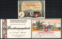 1914-1968 Herisau, 5 Db Díszes Spoprtlövészverseny Elismerési Kártya (Anerkennungskarte) Svájci Szervezetektől (Schweize - Other & Unclassified