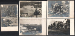 I. Világháború, Képek Az Olasz Frontról (közte 30 és Feles Mozsár, Valamint Lövedékei), 5 Db Fotólap, 13,5x8,5 Cm - Other & Unclassified