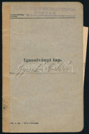 1942 Ungvári Gyalogsági Katona Igazolványi Lapja - Other & Unclassified