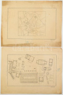 Cca 1900 Róma Két Kézzel Rajzolt Térképe. Ceruza, Papír. / Hand Drawn Map Of Rome 2 Maps 40x30 Cm - Otros & Sin Clasificación