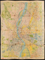 Cca 1942 Stoits György, Merre Menjek? Budapest Közlekedési Térképe, 1:18 000 Hajtásnyomokkal, 90x60 Cm - Sonstige & Ohne Zuordnung