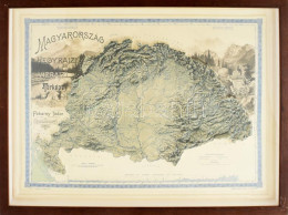 Magyarország Hegyrajzi és Vízrajzi Térképe, 3D-s Domborzati Térkép (Pokorny Tódor 1899-es Térképe Után). Üvegezett Faker - Andere & Zonder Classificatie