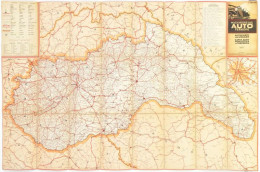 Cca 1940 Magyarország Autó Térképe. Tervezte és Rajzolta: Zajzon V. Bp., Kókai Lajos,jó állapotban, 66x107 Cm. - Altri & Non Classificati