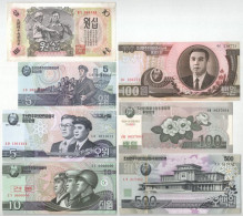 Észak-Korea 1947. 10W Vízjel Nélkül, Modern Reprint + 1992. 100W + 1998. 5W + 2002. 5W + 2002. 10W MINTA "0000000" + 200 - Sin Clasificación