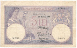 Románia 1920. 5L T:F Romania 1920. 5 Lei C:F Krause P#26 - Zonder Classificatie