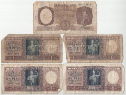 Argentína DN (1952-1955) 1P "Gazdasági Függetlenségi Nyilatkozat" Emlékkiadás (4x) + DN (1960-1962) 5P T:VG Tűlyuk, Folt - Non Classificati