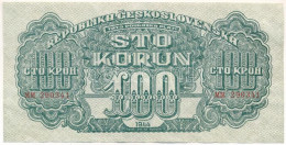 Csehszlovákia 1944. 100K T:F Szép Papír Czechoslovakia 1944. 100 Korun C:F Fine Paper Krause P#48 - Ohne Zuordnung