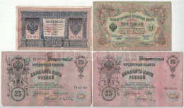 Orosz Birodalom 1898-1905. 7db Vegyes Bankjegy, Közte 1909-1912. (1910) 100R Szign.: Konshin T:F,VG Russian Empire 1898- - Unclassified