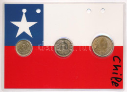 Chile 1970. 2c-10c Aranyozva (3xklf) Díszlapon T:UNC,AU Chile 1970. 2 Centimos - 10 Centimos Gilt (3xdiff) On Decorative - Unclassified