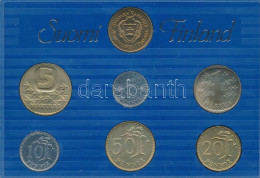 Finnország 1987. 5p-5M (6xklf) Forgalmi Sor + "Finn Verde" Zseton Plasztik Tokban T:UNC Finland 1987. 5 Pennia - 5 Markk - Non Classificati