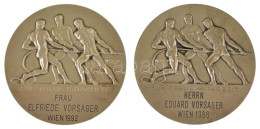 Ausztria / Bécs 1986-1992. "Bécsi Kereskedelmi Kamara / Hűséges Munkáért" Ezüstözött Bronz Emlékérem (2x) Peremen "Bronz - Non Classés