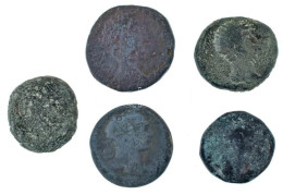 Római Birodalom 5db-os Bronz érmetétel, Benne As, Dupondius és Sestertius T:F,VG Roman Empire 5pcs Bronze Coin Lot, With - Non Classificati