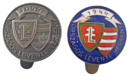 1944. "Országos Levente Verseny" (2xklf) Zománcozott Bronz és Zománc Nélküli Fém Gomblyuk Jelvény (21mm) T:AU,XF Hungary - Unclassified