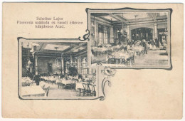 T3 1910 Arad, Scheiber Lajos-féle Pannonia Szálloda és Vasúti étterem, Belső Pincérekkel / Hotel And Railway Restaurant, - Sin Clasificación