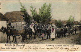 T2/T3 1905 Bánffyhunyad, Huedin; Kalotaszegi Lakodalmi Csetenyés Szekér. Csoma Sándor Kiadása / Wedding Cart From Tara C - Non Classificati