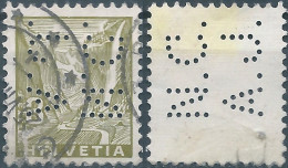 Svizzera-Switzerland-Schweiz-Suisse,HELVETIA,1934, 3(C) Obliterated  (PERFIN) - Perfins