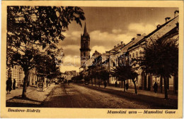 T2/T3 1941 Beszterce, Bistritz, Bistrita; Mussolini Utca. Gustav Zikeli 5. / Street (EK) - Ohne Zuordnung