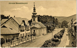 T2/T3 1913 Boksánbánya, Németbogsán, Deutsch-Bogsan, Bocsa Montana; Tér, Templom / Square, Church (EK) - Ohne Zuordnung