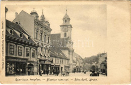 ** T2/T3 Brassó, Kronstadt, Brasov; Római Katolikus Templom, Király Lajos, B. Goldstein és C. Orahowski üzlete. Ciurcu K - Ohne Zuordnung