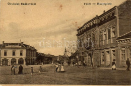 T2/T3 1909 Csák, Csákova, Ciacova; Fő Tér, Népbank Mint Rt., Nemzeti Szálloda. W.L. 1104. / Main Square, Bank, Hotel (fl - Sin Clasificación