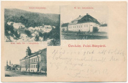 T2/T3 1901 Felsőbánya, Baia Sprie; Keleti Bányatelep, M. Kir. Bányaiskola, Római Katolikus Fiú- és Leányiskola / Mine, M - Non Classés