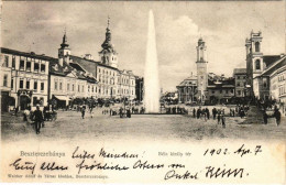 * T2/T3 1902 Besztercebánya, Banská Bystrica; IV. Béla Király Tér, Városháza, üzletek, Szökőkút. Walther Adolf és Társai - Unclassified