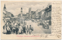 T2 1903 Besztercebánya, Banská Bystrica; Fő Tér, Vásár, Piac / Main Square, Market - Non Classés