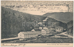 T2/T3 1905 Hermánd, Hermanecz, Harmanec; Papírgyár. Ivánszky Elek Kiadása / Paper Mill, Paper Factory. Art Nouveau (EK) - Non Classés