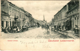 T2/T3 1901 Losonc, Lucenec; Gácsi Utca, üzletek / Street View, Shops (EK) - Ohne Zuordnung