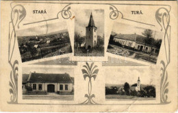 T4 1934 Ótura, Stará Turá, Alt-Turn; Mozaiklap / Multi-view Postcard. Art Nouveau (EM) - Ohne Zuordnung