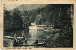 * T4 1923 Trencsénteplic, Trencianske Teplice; Baracskai Tó Uszodával, Csónakázók / Baracska-Teich Mit Schwimmschule / R - Unclassified
