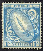 Ireland Sc# 117 Used (a) 1940-1942 1sh Blue & Ocher Sword Of Light - Usati