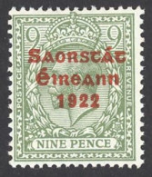 Ireland Sc# 53 MNH 15X8½ 1922-1923 9p Overprint - Nuovi