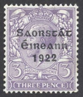 Ireland Sc# 49 Mint No Gum 15X8½ 1922-1923 3p Overprint - Nuovi