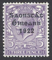 Ireland Sc# 49 MH (b) 15X8½ 1922-1923 3p Overprint - Unused Stamps