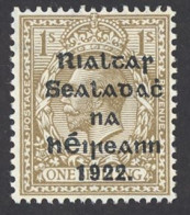 Ireland Sc# 35 MH (b) 14½X16mm 1922 1sh Alex. Thom Overprint - Unused Stamps