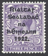 Ireland Sc# 28 MH (b) 14½X16mm 1922 3p Alex. Thom Overprint - Neufs