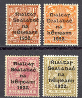 Ireland Sc# 15-18 MH 1922 Alex. Thom Overprint - Nuevos