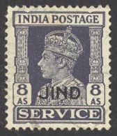 India Jhind Sc# O71 Used 1940-1943 8a Overprint King George VI Official - Jhind