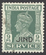 India Jhind Sc# O65 Used 1940-1943 9p Overprint King George VI Official - Jhind