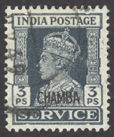 India Chamba Sc# 89 Used 1942-1944 3p Overprint King George VI - Chamba