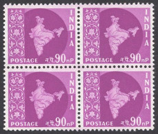 India Sc# 288 MNH Block/4 1957-1958 50np Map Of India - Ungebraucht