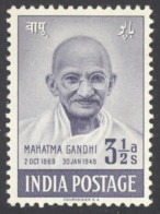 India Sc# 204 MH No Gum 1948 3½a Mahatma Gandhi - Ongebruikt